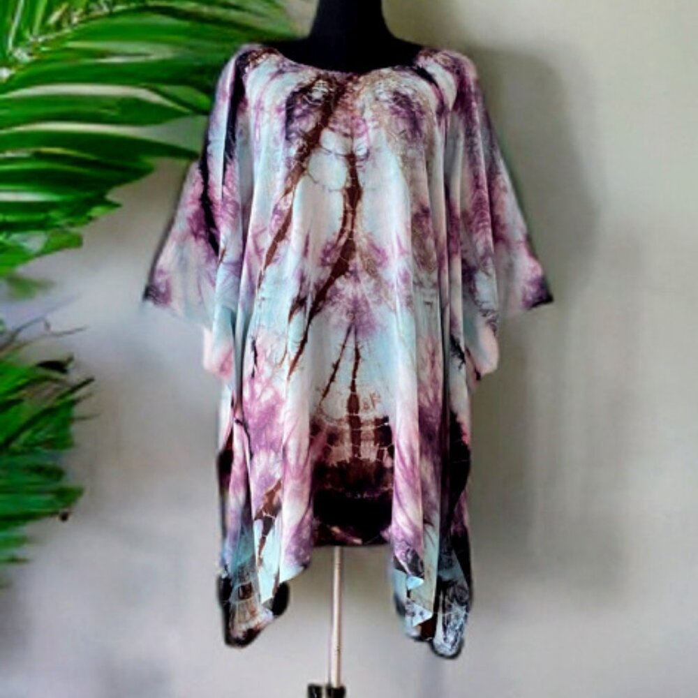 Marble Tie Dyed Dolman Sleeve Cover Up Poncho Top (#55)